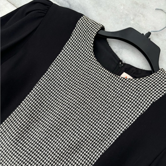 VTG Honeybee Dress Houndstooth Black White Knee Womens 12 Office Academia USA - Picture 7 of 15